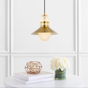 Colin Adjustable Iron/Glass Retro Hurricane LED Pendant - JONATHAN Y